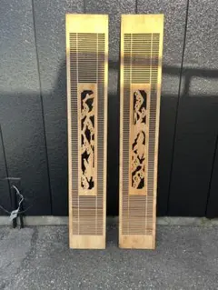 木製 欄間 らんま 2枚セット 伝統工芸品c - メルカリ
