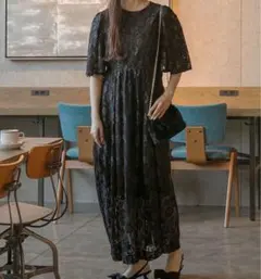 forksy. オケージョン対応 バックオープンフラワーレースワンピース