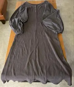 グレー バルーンスリーブ ロングワンピース　ワンピース