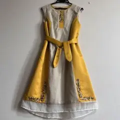 Chestyチェスティ サイズ1ビジュー付サテン異素材切替ドレスワンピース結婚式