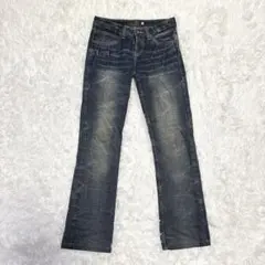 【AFT】アフリカタロウ　フレアデニムパンツ ダメージ加工　サイズ26のサムネイル