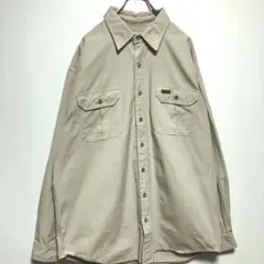 カーハート　ワークシャツ　ベージュ　茶色 　XL　P66