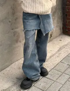 SHIEN　DAZYスカート付きデニムパンツ2点セット　巻きスカート　新品
