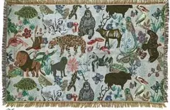ナタリー・レテ コットン・スロー ジャングル　野生動物たちのゴブラン・ラグ