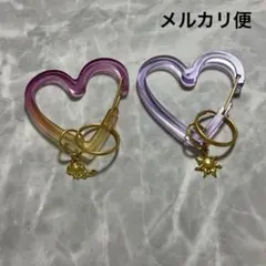 キャンドゥ ラプンツェル カラビナ ハート型 クリア ディズニー パープル 紫