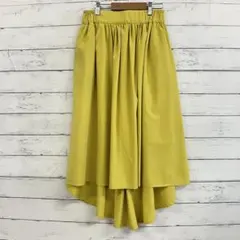 イエロー フレア ロングスカート M レディース ゴムウエスト 春夏