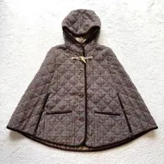 【美品】英国製 LAVENHAMラベンハム　キルティングウールポンチョ　チェックのサムネイル