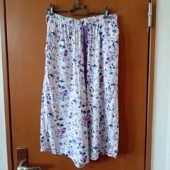 り*☆様 ユニクロ　リラコ　花柄ステテコ レディースМ　パープル　紐付き