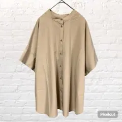 11975 FASHIRU ファシル バンドカラーシャツ ブラウス ブラウン