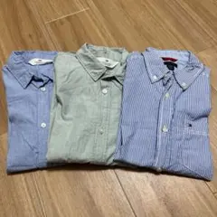 長袖シャツ3枚セット（青・緑・ストライプ）