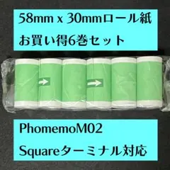 Squareターミナル対応58mm×30mm感熱ロール紙 国産6巻セット