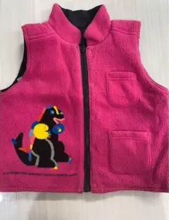 【美品】I.NEXPRESS　ベスト　キッズ　リバーシブル　ピンク　黒　ふわふわ