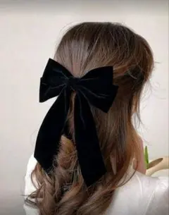 ヘアピン ヘアクリップ リボン ブラック ヘアアクセサリー