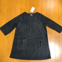 タグ付きフリースチュニック♪ブラック