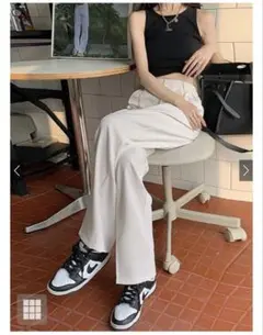 グレイル　センタープレスストレートパンツ　ホワイト