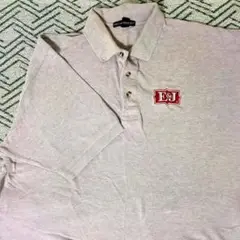 【メンズ　夏秋用】E&J ロゴ刺繍 グレー ポロシャツ 大きめのＸＬ