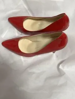 パンプス ヒール 10センチヒール 赤 24.5のサムネイル