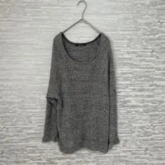 ✨イング グレー ニット ロールアップ袖 ゆるシルエット M✨