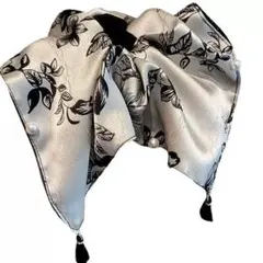 花柄サテンリボンヘアゴム