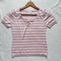 KUMIKYOKU ★ 半袖ニット 2 ピンクストライプのサムネイル