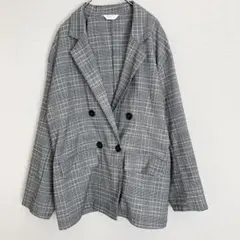 HaseDorダブルブレストジャケットグレー系チェック柄L