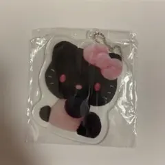ハローキティ 50周年アニバーサリー ノベルティ アクリルチャーム ピンク 黒