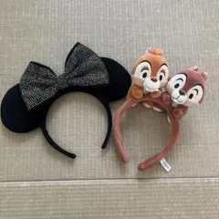 ミニーマウスカチューシャとチップとデールカチューシャセット
