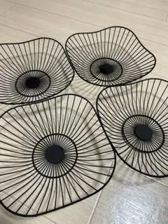 ブラック金属製バスケット 4個セット