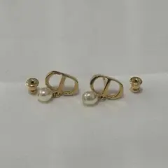 箱付 Dior Petit CD ピアス パール ゴールド ディオール 保存袋付