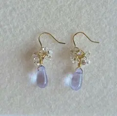 ♥️クリアバイオレットのじゃらりピアス♪　ハンドメイド