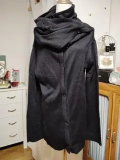 T-KUNITOMO クニトモ 2way ブラック ニットカーディガン