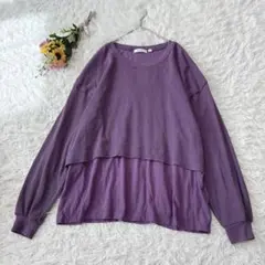 良品＊niko and...　レイヤード長袖カットソー　ワッフル　ダメージ加工