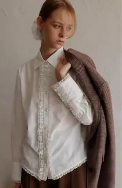 mieya mieya LACETRIMSHIRTBLOUSE