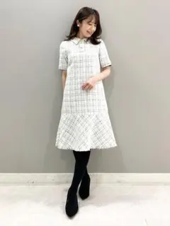 き*ち様 Maglie par ef-de ラメツイード衿付きワンピース　ワンピ
