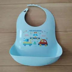 お食事エプロン　車・動物柄　日本製　水色