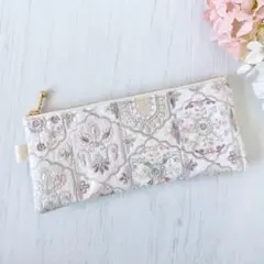 インド刺繍　フラットポーチ　ペンケース　メガネケース　小物入れ