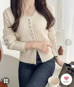 mily bilet 多ボタン使いランダムリブニットカーディガン　長袖