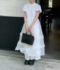 丸襟シフォンワンピース ホワイト Mのサムネイル