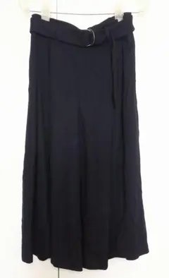 ユニクロ ワイドパンツ ガウチョパンツ ブラック ベルト付き