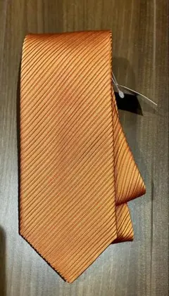 新品未使用 エステーデュポン シルクネクタイ オレンジ ストライプ イタリア製のサムネイル