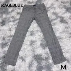 レイジブルー スリムフィットパンツ グレー系チェック柄