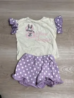 ウサギイラスト付きTシャツとショートパンツセット 80cm