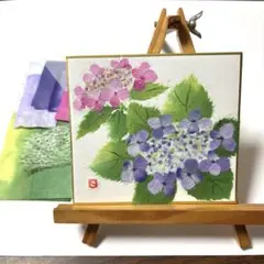 水彩画*はがきサイズ*「額紫陽花」 フレーム付き - メルカリ