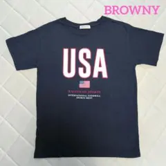 BROWNY USA 半袖Tシャツ ネイビー Fサイズのサムネイル