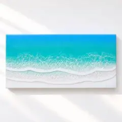 人生の再スタートを迎える方へ 海レジンアート 深呼吸したくなる海　45×22cm