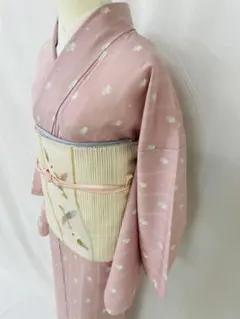 単衣夏着物】高質化繊洗えるポリエステル着物しつけ付きうさぎ飛び柄 