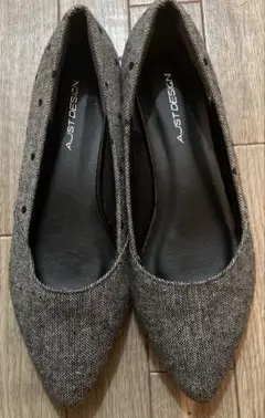 試着のみ　未使用　ツイード　フラット　パンプス　ドット柄　L