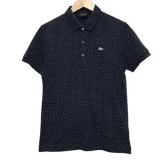 LACOSTE ラコステ　半袖ポロシャツ　ドット柄　刺繍ワニロゴ　ダークネイビー