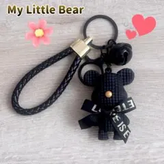 くま キーホルダー キーリング バッグチャーム ブラック 黒 鈴付き