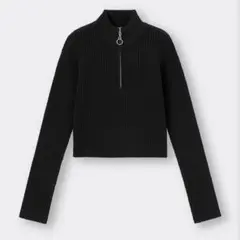 GU リブハーフジップセーター　黒